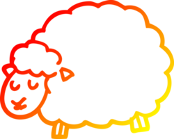 warm gradient line drawing of a cartoon sheep png