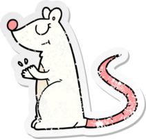 distressed sticker of a cartoon white mouse png
