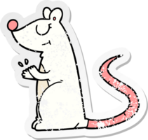 autocollant en détresse d'une souris blanche de dessin animé png