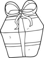 drawn black and white cartoon wrapped present png