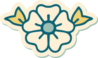 klistermärke av tatuering i traditionell stil av en blomma png