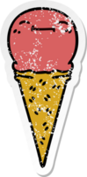 adesivo angosciato di un gelato felice del fumetto disegnato a mano eccentrico png