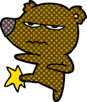 angry bear cartoon kicking png