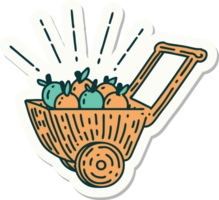 sticker of a tattoo style wagon of apples png