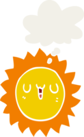 cartoon sun with thought bubble in retro style png