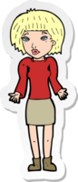 sticker of a cartoon woman shrugging shoulders png