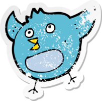 retro distressed sticker of a cartoon happy bird png