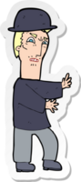 adesivo di un uomo cartone animato che indossa una bombetta png