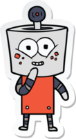 sticker of a happy cartoon robot giggling png