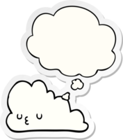 söt tecknad serie moln med trodde bubbla som en tryckt klistermärke png