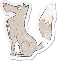 autocollant rétro en détresse d'un loup de dessin animé png