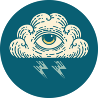 iconic tattoo style image of an all seeing eye cloud png