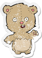 retro distressed sticker of a cartoon teddy bear png