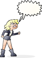 cartoon angry biker girl with speech bubble png