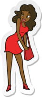 sticker of a cartoon woman looking in handbag png