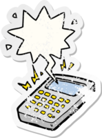 cartoon calculator with speech bubble distressed distressed old sticker png