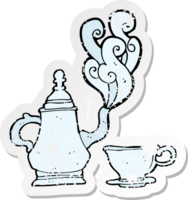 retro distressed sticker of a cartoon tea set png