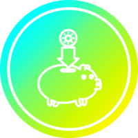 piggy bank circular icon with cool gradient finish png