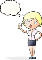 cartoon pretty woman with idea with thought bubble png