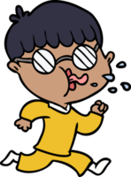 niño de dibujos animados con gafas y corriendo png