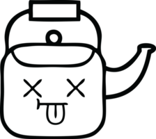 line drawing cartoon of a kettle png