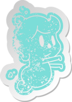 verontrust oud tekenfilm sticker van een kawaii schattig geest png