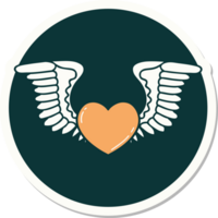 sticker of tattoo in traditional style of a heart with wings png