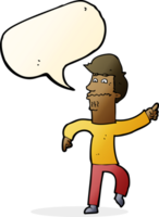 cartoon worried man pointing with speech bubble png