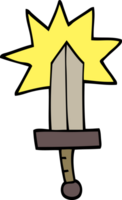 hand drawn doodle style cartoon sword png