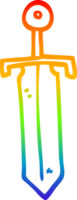 Regenbogen Gradient Linie Zeichnung von ein Karikatur Bronze- Schwert png