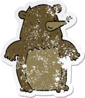 distressed sticker of a cartoon bear png