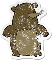 autocollant en détresse d'un ours de dessin animé png