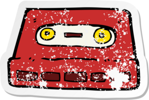 retro distressed sticker of a cartoon cassette tape png