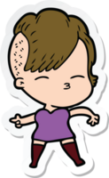 sticker of a cartoon squinting girl png