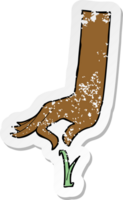 pegatina retro angustiada de una caricatura recogiendo a mano una brizna de hierba png