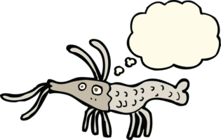 cartoon shrimp with thought bubble png