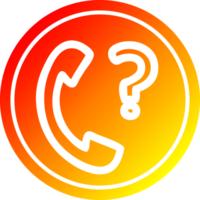 telephone handset with question mark circular icon with warm gradient finish png