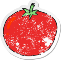 retro distressed sticker of a cartoon tomato png