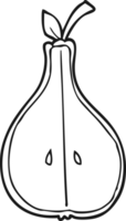 drawn black and white cartoon half pear png