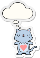 cute cartoon cat with thought bubble as a printed sticker png