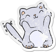 distressed sticker of a cartoon cat png