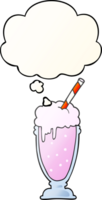 cartoon milkshake with thought bubble in smooth gradient style png