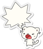 cute cartoon cat crying with speech bubble sticker png