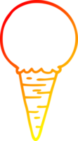 warm gradient line drawing of a cartoon ice cream cone png