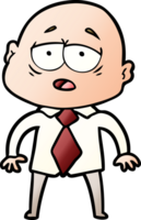 cartoon tired bald man in shirt and tie png