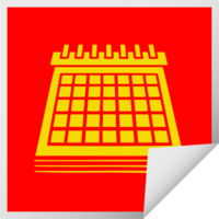 square peeling sticker cartoon of a work calendar png