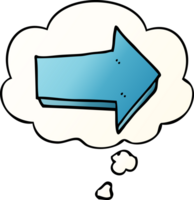 cartoon arrow with thought bubble in smooth gradient style png