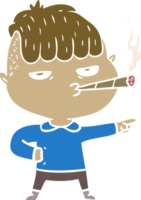 Cartoon-Mann im flachen Farbstil raucht png