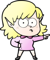 cartoon elf girl staring and pointing png