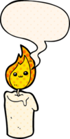 cartoon candle character with speech bubble in comic book style png